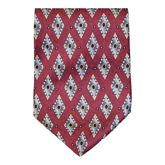 Vintage Pierre Balmain Paris Geometric Print 100% Silk Designer Tie Business - Picture 1 of 3